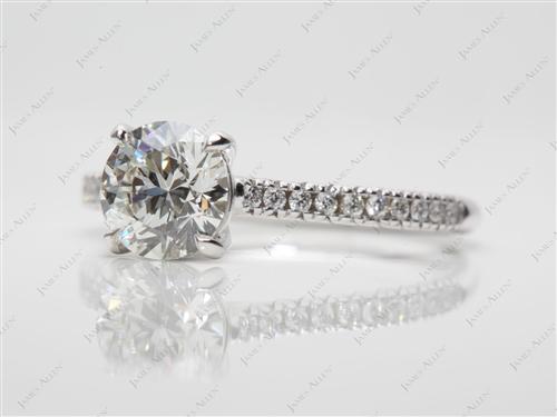 White Gold 1.21 Round cut Diamond Pave Rings