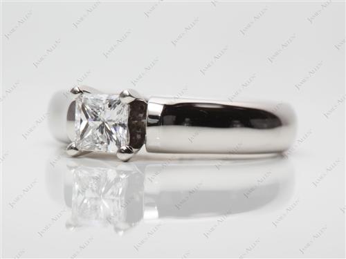 Platinum 0.64 Princess cut Solitaire Ring Mountings