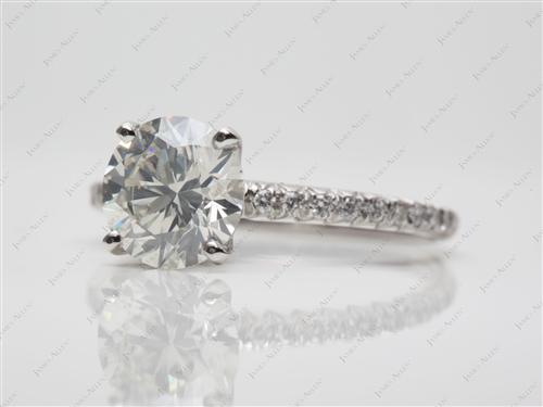 Platinum 2.10 Round cut Pave Setting Rings