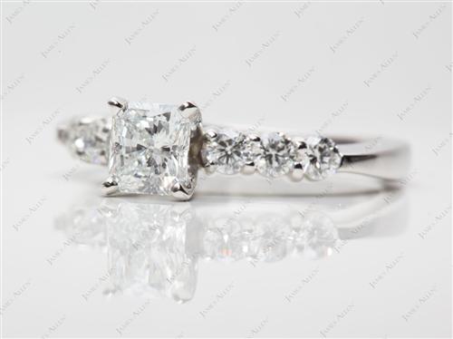 Platinum 0.74 Radiant cut Engagement Ring Side Stones