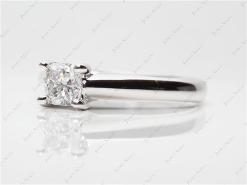 White Gold 0.58 Cushion cut Solitaire Engagement Rings