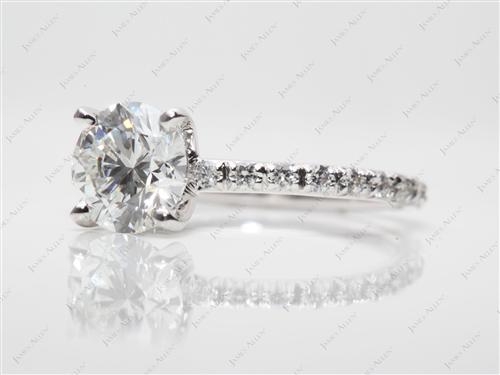 White Gold 1.70 Round cut Pave Diamond Engagement Ring