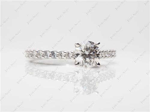 White Gold 0.60 Round cut Engagement Ring With Sidestones