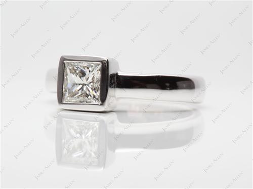 White Gold 0.70 Princess cut Diamond Rings