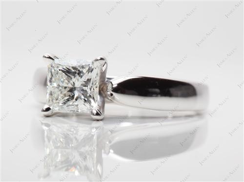 White Gold 1.01 Princess cut Solitaire Engagement Ring
