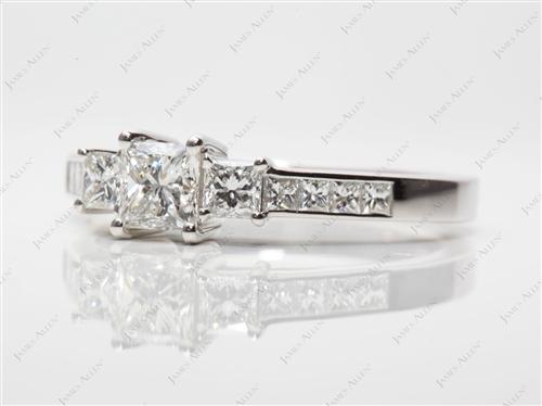 Platinum 0.56 Princess cut Three Stones Diamond Rings