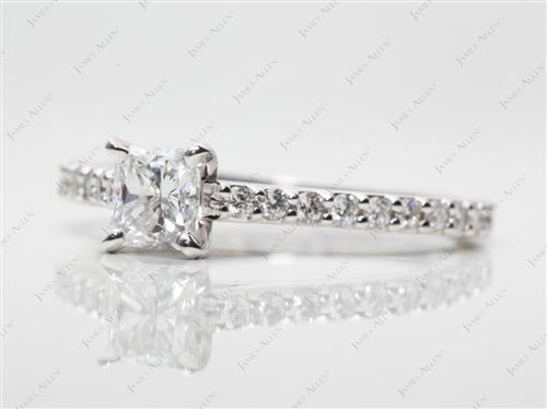White Gold 0.62 Radiant cut Engagement Ring With Side Stones