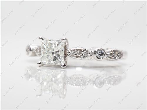 White Gold 0.76 Princess cut Diamond Ring