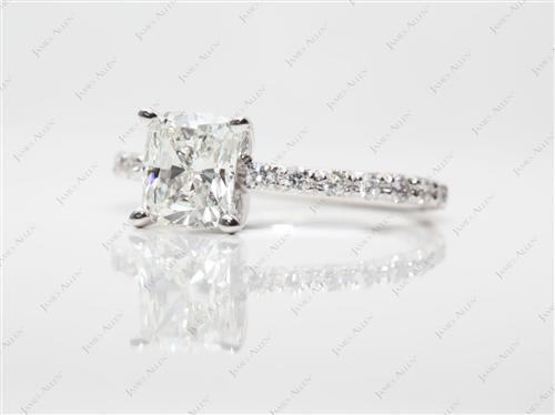 White Gold 1.31 Cushion cut Micro Pave Engagement Rings