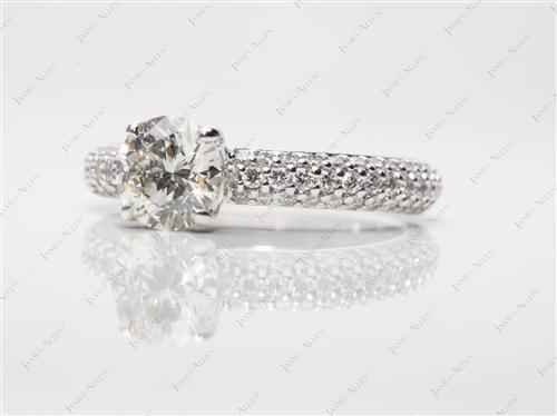 White Gold 0.82 Round cut Pave Diamond Rings