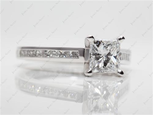 Platinum 1.05 Princess cut Channel Engagement Rings