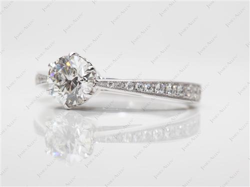 White Gold 0.71 Round cut Engagement Rings Pave
