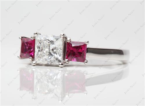Platinum 1.06 Princess cut Ruby Engagement Ring