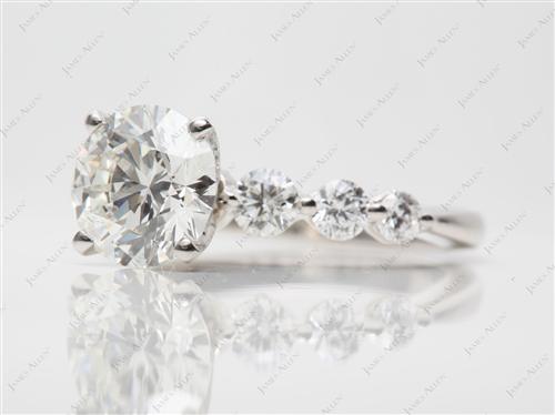 Platinum 2.06 Round cut Diamond Ring With Sidestones