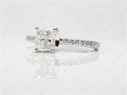 White Gold 1.01 Cushion cut Micro Pave Engagement Rings