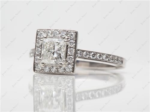 Platinum 0.81 Princess cut Micro Pave Ring
