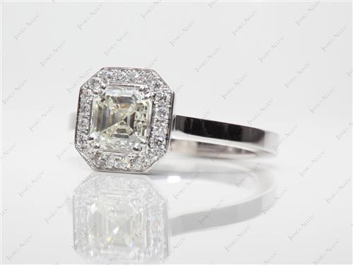 White Gold 1.16 Asscher cut Pave Ring Mountings