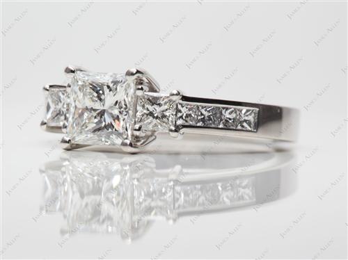 Platinum 1.04 Princess cut Three Stones Ring