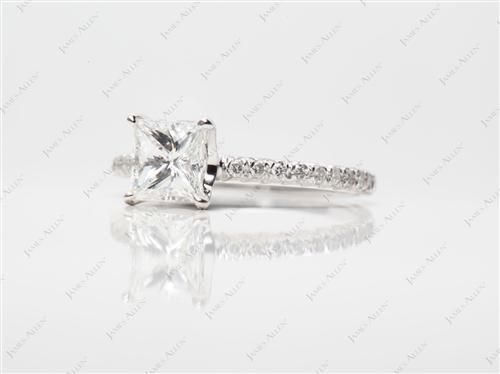 White Gold 1.01 Princess cut Pave Ring Setting