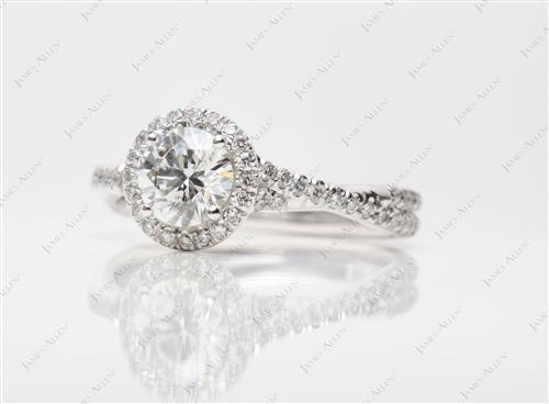 White Gold 0.72 Round cut Pave Engagement Ring