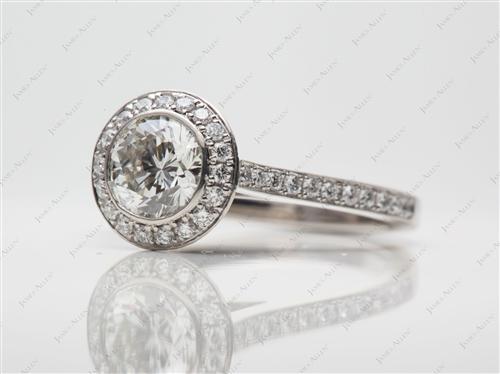 Platinum 1.08 Round cut Pave Diamond Engagement Rings