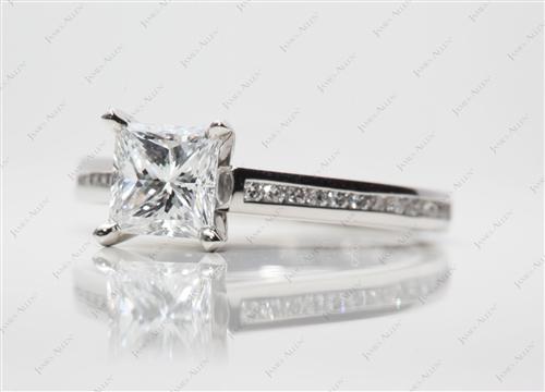 Platinum 1.15 Princess cut Channel Set Rings