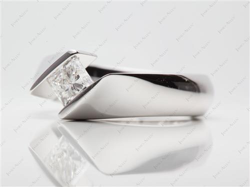 White Gold 0.77 Princess cut Tension Engagement Rings