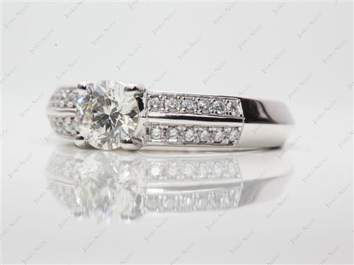 White Gold 0.60 Round cut Pave Setting Rings