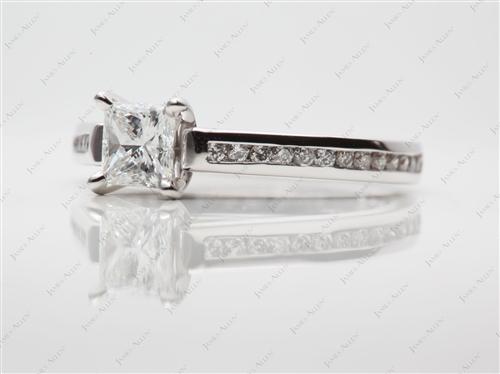 White Gold 0.57 Princess cut Channel Set Rings