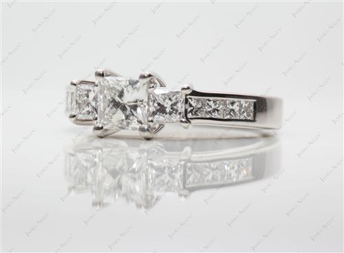 Platinum 0.54 Princess cut Three Stones Ring