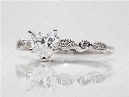 White Gold 1.07 Heart shaped Engagement Rings Side Stones