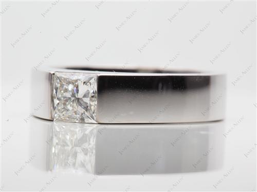 White Gold 0.78 Princess cut Tension Set Engagement Ring