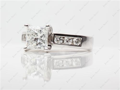 White Gold 1.52 Princess cut Channel Set Engagement Ring