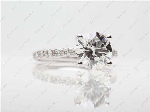 Platinum 2.20 Round cut Micro Pave Engagement Rings