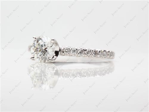 White Gold 0.60 Round cut Pave Ring Settings