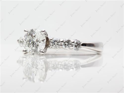 Platinum 1.00 Round cut Diamond Rings With Side Stones