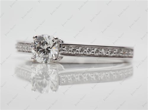 White Gold 0.44 Round cut Pave Engagement Ring