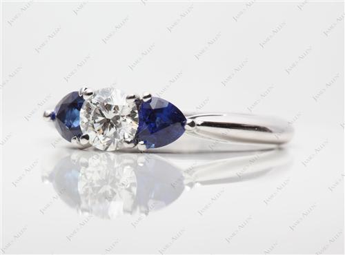 White Gold 0.60 Round cut Gemstones Ring