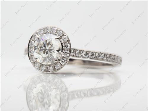 Platinum 0.90 Round cut Pave Setting Rings
