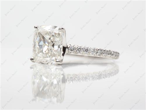 Platinum 2.57 Cushion cut Diamond Pave Rings