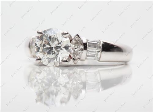 White Gold 1.27 Round cut Diamond Ring With Side Stones