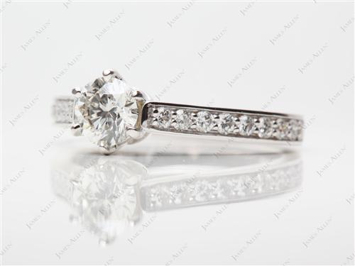 White Gold 0.70 Round cut Pave Diamond Rings
