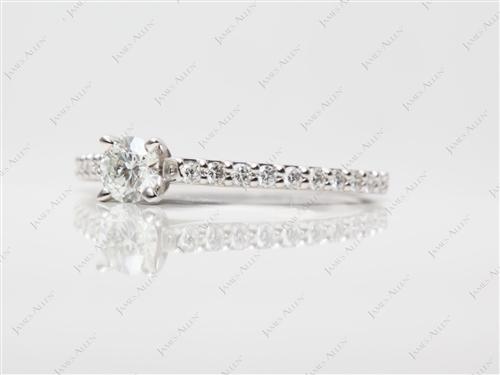 White Gold 0.35 Round cut Engagement Ring Settings With Side Stones