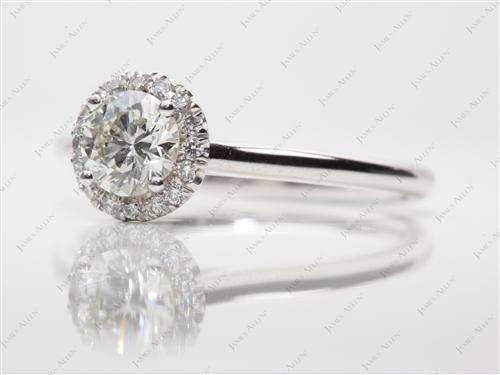 White Gold 0.58 Round cut Pave Engagement Rings