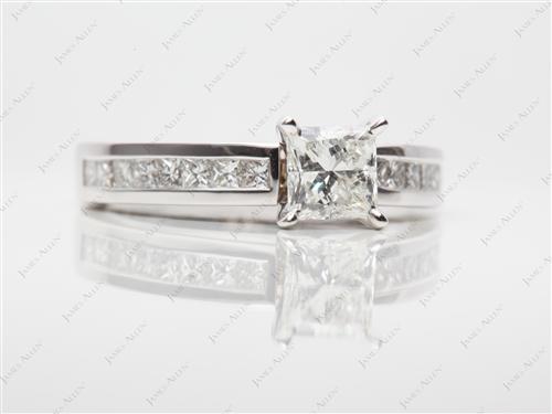 White Gold 0.78 Princess cut Channel Engagement Ring