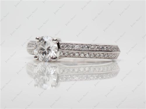 White Gold 0.60 Round cut Engagement Rings Pave