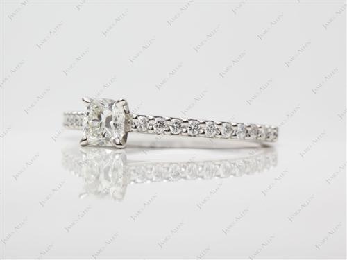 Platinum 0.51 Cushion cut Engagement Ring Settings With Side Stones