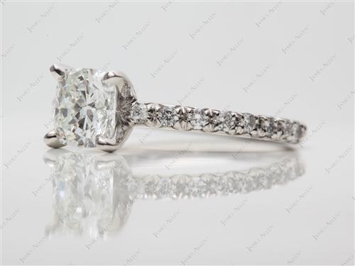 Platinum 1.07 Cushion cut Micro Pave Rings