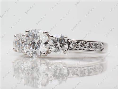 White Gold 0.83 Round cut Three Stones