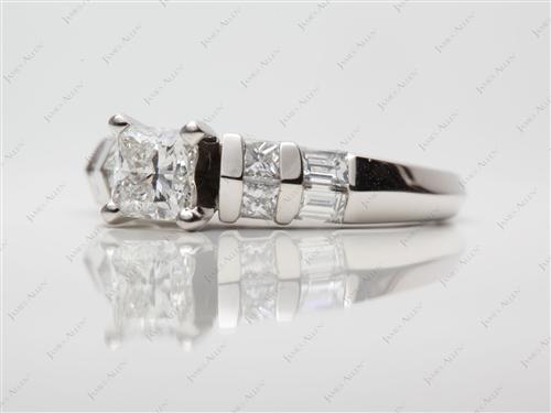 Platinum 0.70 Princess cut Sidestone Engagement Ring